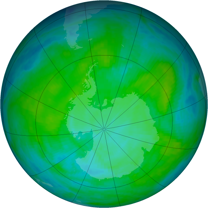 Antarctic ozone map for 19 December 1985